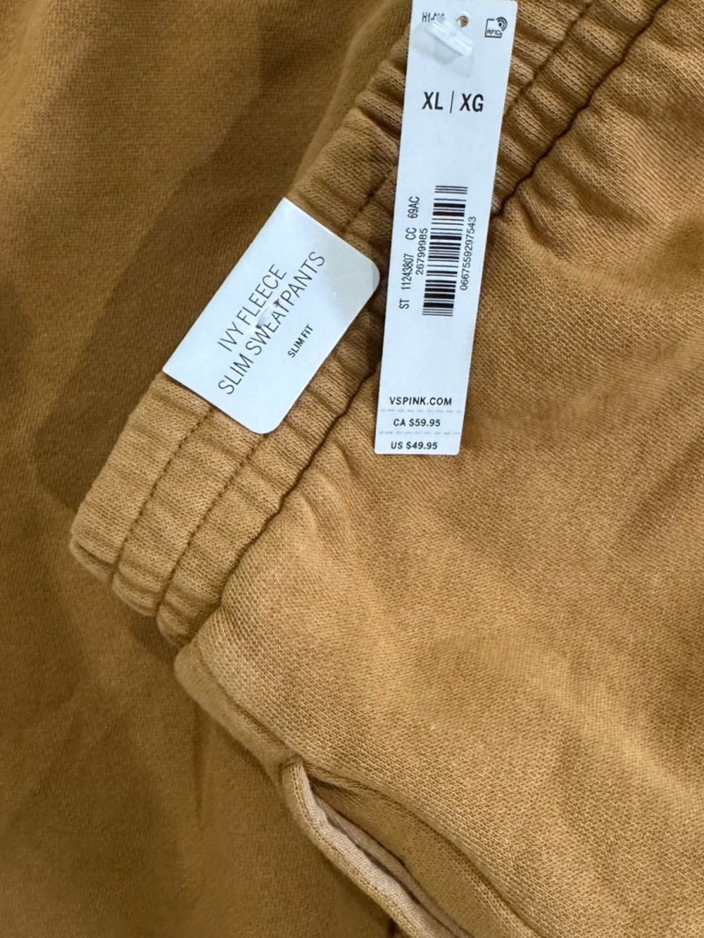 PINK Victoria's Secret Ivy Fleece Slim Sweatpants - Mustard/Tan
